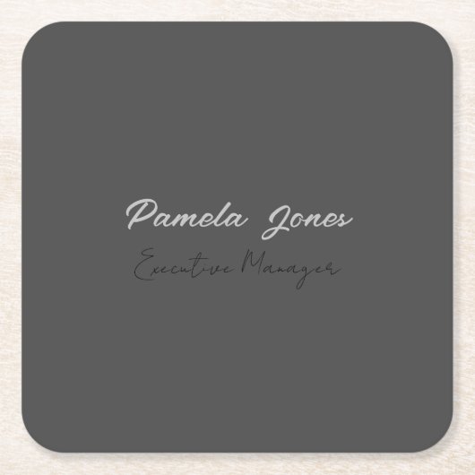 プロフェッショナルエレガントミニマルモダンリストの名前 スクエアペーパーコースター (正面)