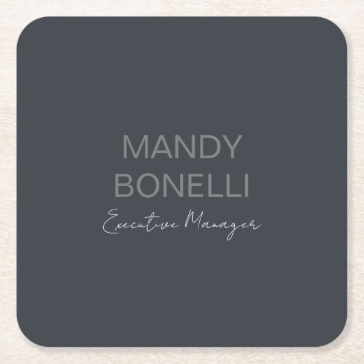 プロフェッショナルエレガントミニマルモダンリストの名前 スクエアペーパーコースター (正面)