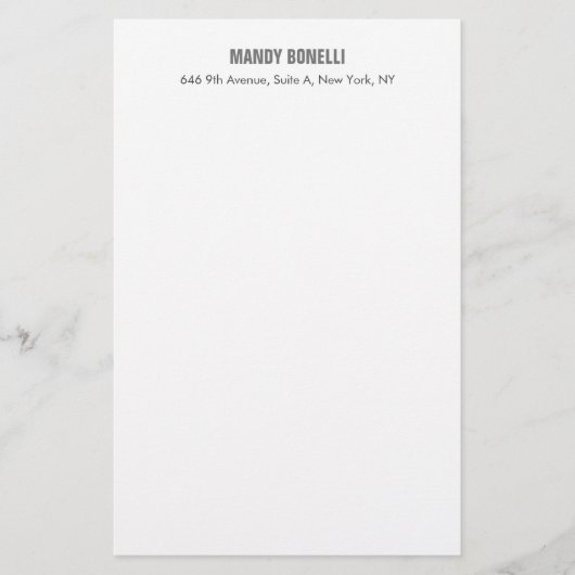 プロフェッショナルエレガントミニマルモダンリストの名前 便箋 (正面)