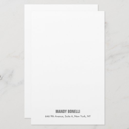 プロフェッショナルエレガントミニマルモダンリストの名前 便箋 (正面/裏面)