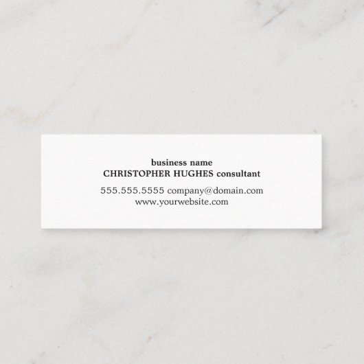 プロフェッショナルエレガントミニマル白黒モノグラム スキニー名刺 (裏面)