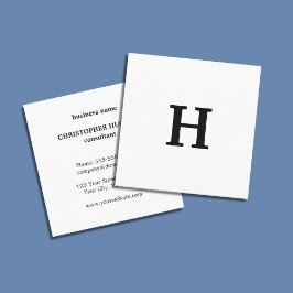 プロフェッショナルエレガントミニマル白黒モノグラム スクエア名刺