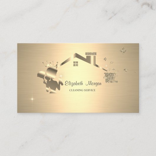 プロフェッショナルエレガントメイド清掃用ハウス金ゴールド 名刺 (正面)