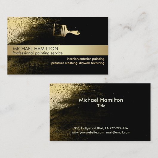 プロフェッショナルエレガントモダンのサービス金ゴールド 名刺 (正面/裏面)