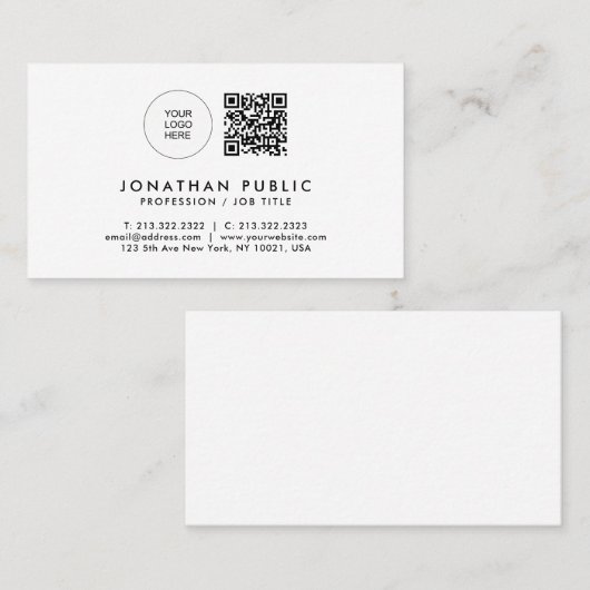 プロフェッショナルエレガントモダンカスタム文字テンプレート 名刺 (正面/裏面)