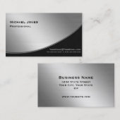 プロフェッショナルエレガントモダンシルバーブラック 名刺 (正面/裏面)