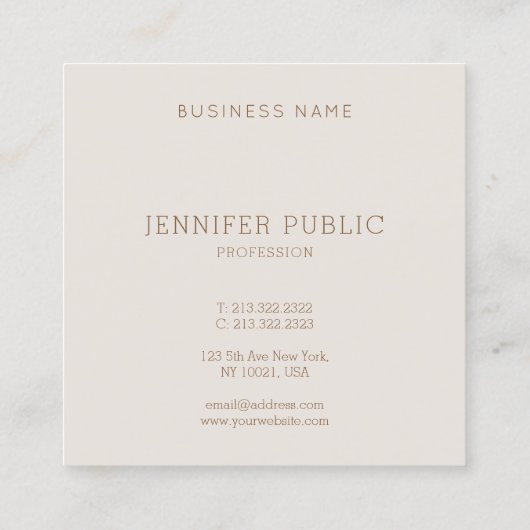 プロフェッショナルエレガントモダンシンプルデザインテンプレート スクエア名刺 (裏面)