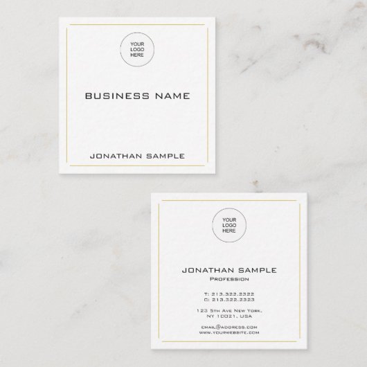 プロフェッショナルエレガントモダンシンプル金ゴールドテンプレート スクエア名刺 (正面/裏面)
