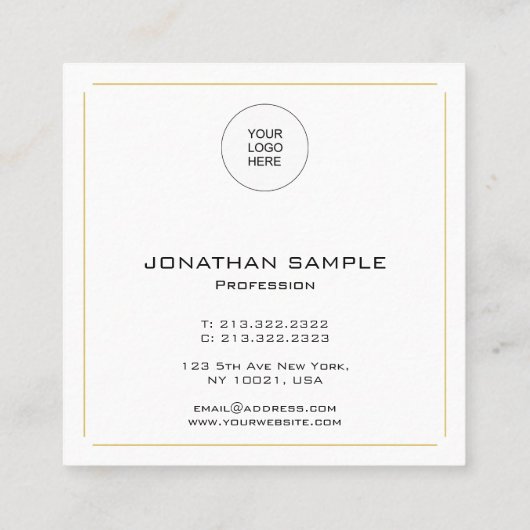 プロフェッショナルエレガントモダンシンプル金ゴールドテンプレート スクエア名刺 (裏面)
