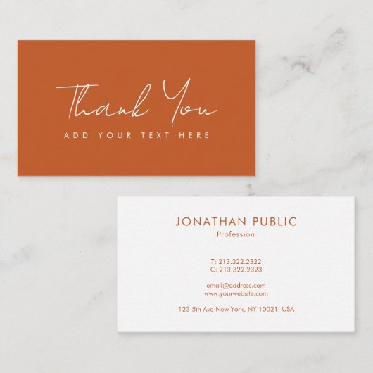 プロフェッショナルエレガントモダンテラコッタサンキュー 名刺 (正面/裏面)