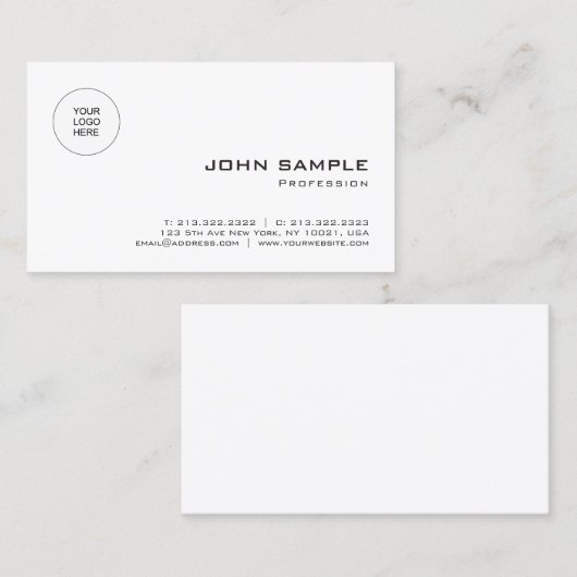 プロフェッショナルエレガントモダンテンプレートのアップロードロゴ 名刺 (正面/裏面)