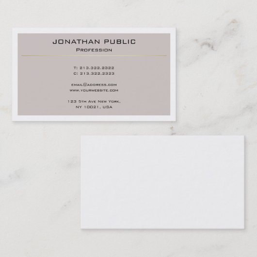 プロフェッショナルエレガントモダンデザインシンプルプレーン 名刺 (正面/裏面)