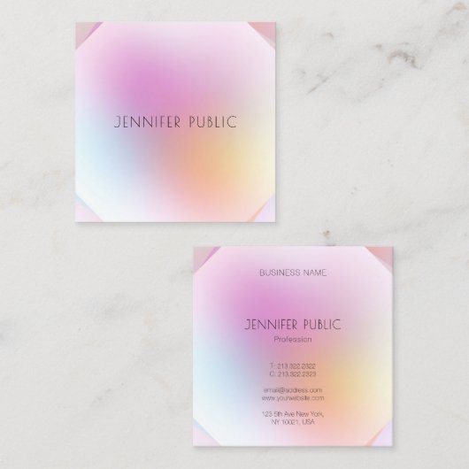 プロフェッショナルエレガントモダンデザイントレンディーカラフル スクエア名刺 (正面/裏面)