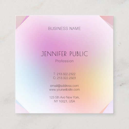 プロフェッショナルエレガントモダンデザイントレンディーカラフル スクエア名刺 (裏面)