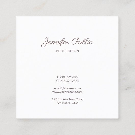 プロフェッショナルエレガントモダントレンディークリエイティブプレーン スクエア名刺 (裏面)