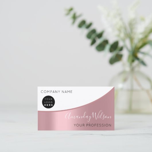 プロフェッショナルエレガントモダンバラロゴホワイト 名刺 (スタンド正面)