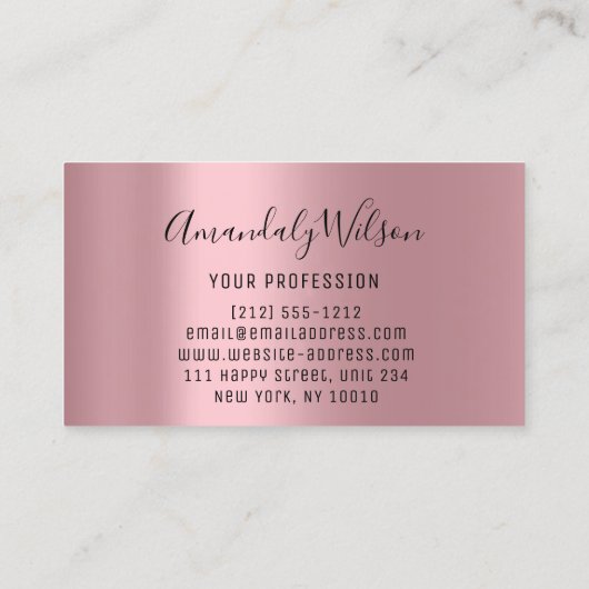 プロフェッショナルエレガントモダンバラロゴメイクアップ 名刺 (裏面)