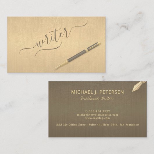 プロフェッショナルエレガントモダンフェイク金ゴールド 名刺 (正面/裏面)