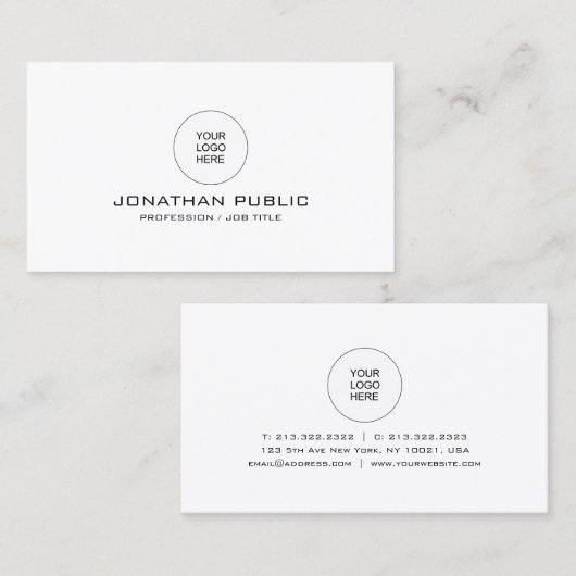 プロフェッショナルエレガントモダンミニマルテンプレート 名刺 (正面/裏面)