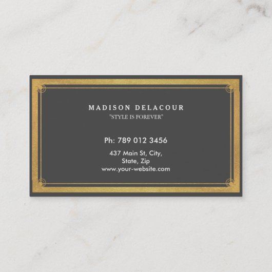 プロフェッショナルエレガントモダン金箔フレームトレンディー 名刺 (裏面)
