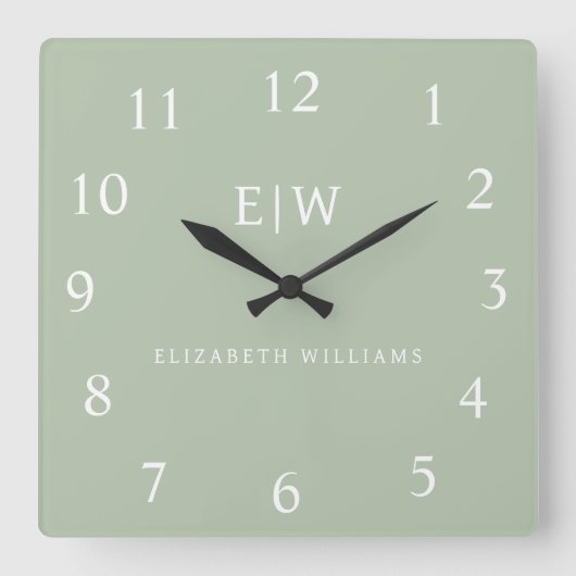 プロフェッショナルエレガントモノグシンプルラムミニマル スクエア壁時計 (正面)