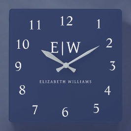 プロフェッショナルエレガントモノグシンプルラムミニマル スクエア壁時計