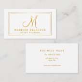 プロフェッショナルエレガントモノグモダンラム金ゴールド&ホワイト 名刺 (正面/裏面)