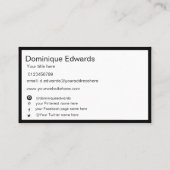 プロフェッショナルエレガントモノグラムカスタムソーシャルメディア 名刺 (裏面)