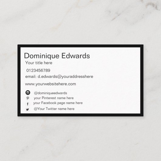 プロフェッショナルエレガントモノグラムカスタムソーシャルメディア 名刺 (裏面)