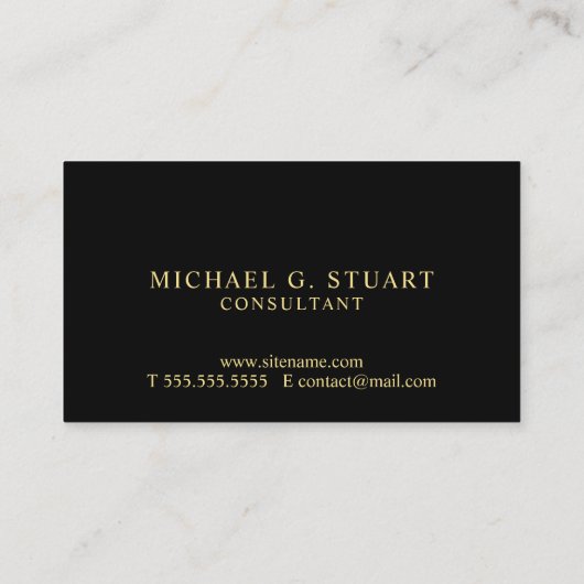 プロフェッショナルエレガントモノグラムブラックと金ゴールド 名刺 (裏面)