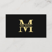 プロフェッショナルエレガントモノグラムブラックと金ゴールド 名刺 (正面)