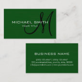 プロフェッショナルエレガントモノグラムプレーングリーン 名刺 (正面/裏面)