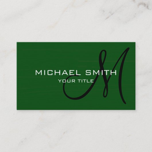 プロフェッショナルエレガントモノグラムプレーングリーン 名刺 (正面)