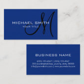 プロフェッショナルエレガントモノグラムプレーンダークブルー 名刺 (正面/裏面)
