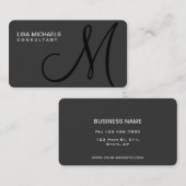 プロフェッショナルエレガントモノグラムメイクアップアーティストブラック 名刺 (正面/裏面)