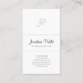 プロフェッショナルエレガントモノグラム白モダンシンプル 名刺 (正面)