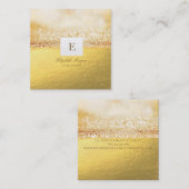 プロフェッショナルエレガントモノグラム金ゴールドグリッター《写真》ぼけ味 スクエア名刺 (正面/裏面)