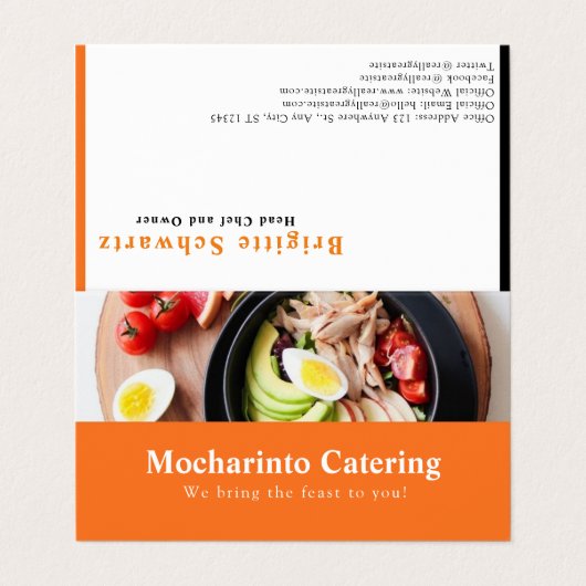 プロフェッショナルエレガントレストラン及び食品ケータリング 名刺 (外部フラット)