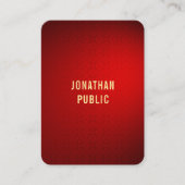 プロフェッショナルエレガントレッドダマスク金ゴールド文字テンプレート 名刺 (正面)