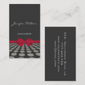 プロフェッショナルエレガントレッドボウフローラ水玉模様 名刺 (正面/裏面)