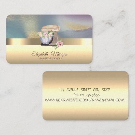 プロフェッショナルエレガントレトロミキサーフラワーベーカリー 名刺 (正面/裏面)