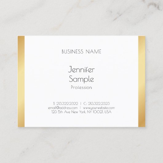 プロフェッショナルエレガントレンディテンプレート金ゴールドホワイト 名刺 (裏面)