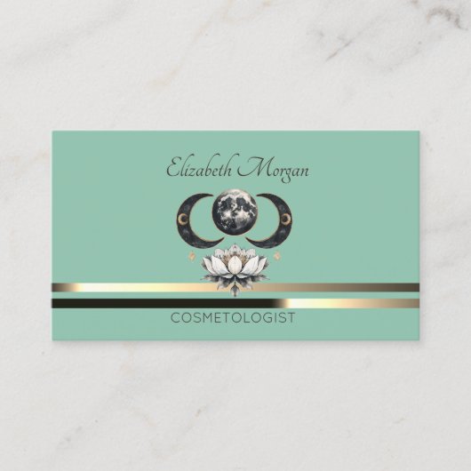 プロフェッショナルエレガントロータスムーンストライプズMint Green 名刺 (正面)