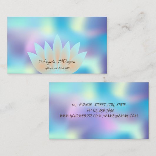 プロフェッショナルエレガントロータス花ホログラフィック 名刺 (正面/裏面)