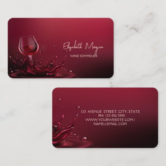 プロフェッショナルエレガントワイングラス赤 名刺 (正面/裏面)