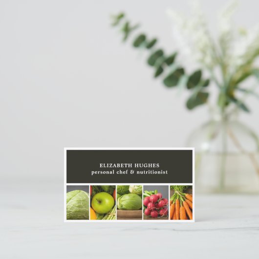 プロフェッショナルエレガント写真野菜シェフ 名刺 (スタンド正面)