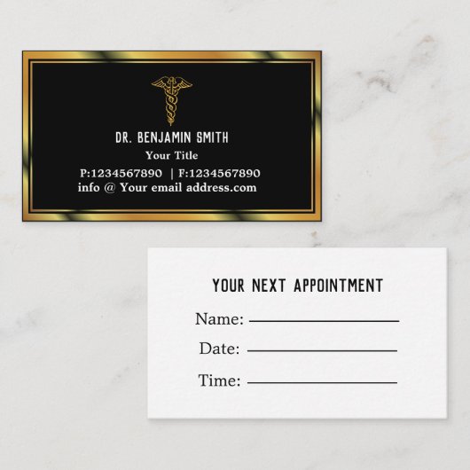 プロフェッショナルエレガント医療気にアポイントメント 予約カード (正面/裏面)