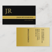 プロフェッショナルエレガント名刺ブラックと金ゴールド 名刺 (正面/裏面)