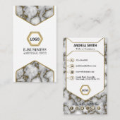 プロフェッショナルエレガント大理石金ゴールドグリッターモダン 名刺 (正面/裏面)