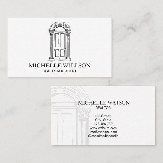 プロフェッショナルエレガント実在不動産仲介業者 名刺 (正面/裏面)